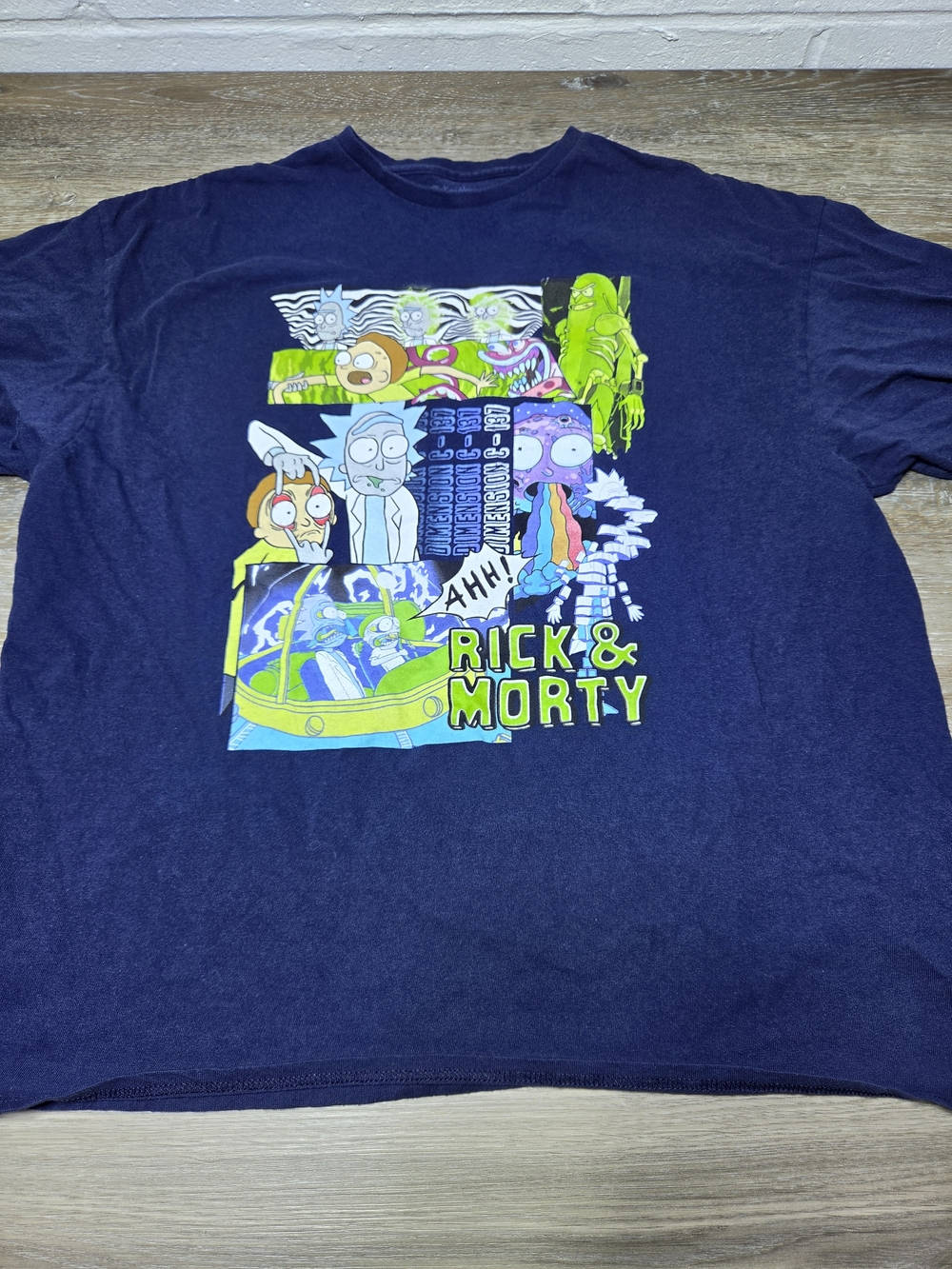 Rick and Morty Graphic T-Shirt Men's Navy Blue Short Sleeve